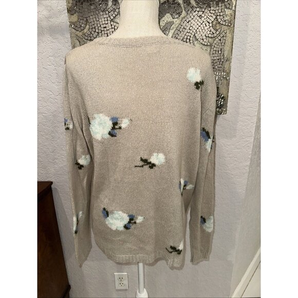 Xhilaration Womens Beige Sweater W/ Floral Pattern L/G - Picture 3 of 8